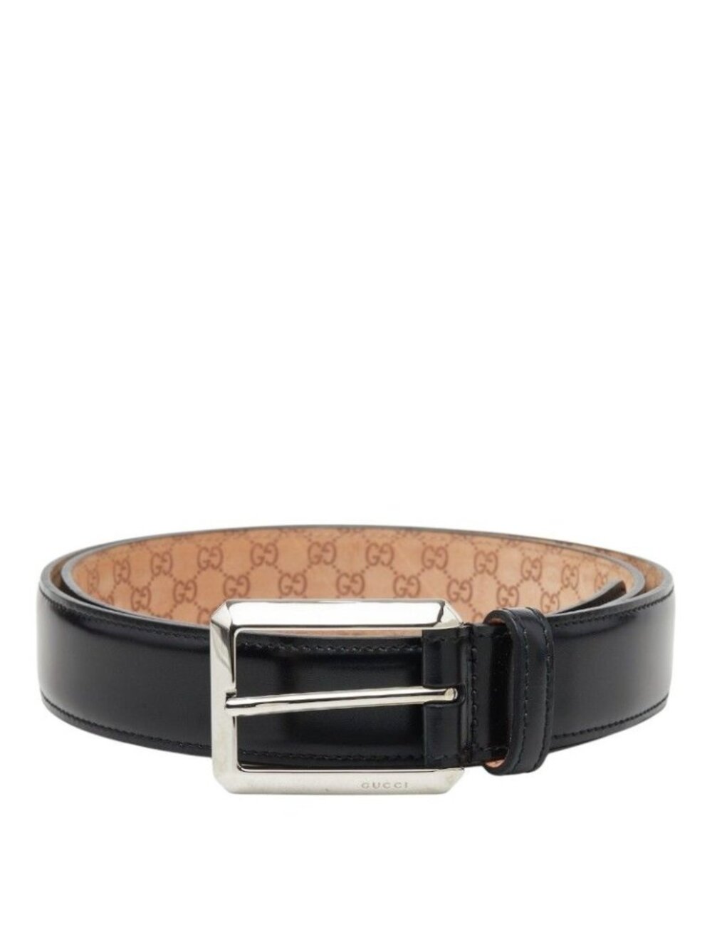 Gucci Logo Plain Belt Black Leather